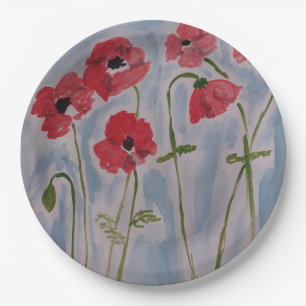 Wild Red Poppies Pappteller