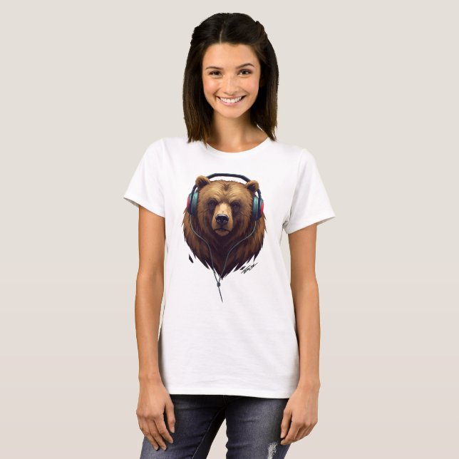 Wild Resonance – Abstract Bear with Headphones T-Shirt (Vorne ganz)