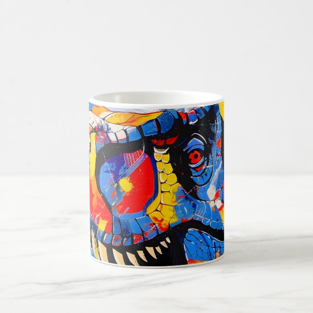Wild Retro T-rex Dinosaur Fusion Kaffeetasse (Mittel)