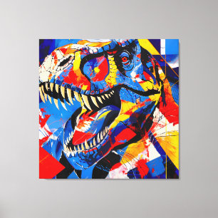 Wild Retro T-rex Dinosaur Fusion Leinwanddruck