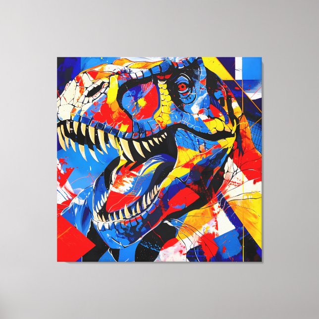Wild Retro T-rex Dinosaur Fusion Leinwanddruck (Vorderseite)