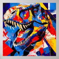 Wild Retro T-rex Dinosaur Fusion