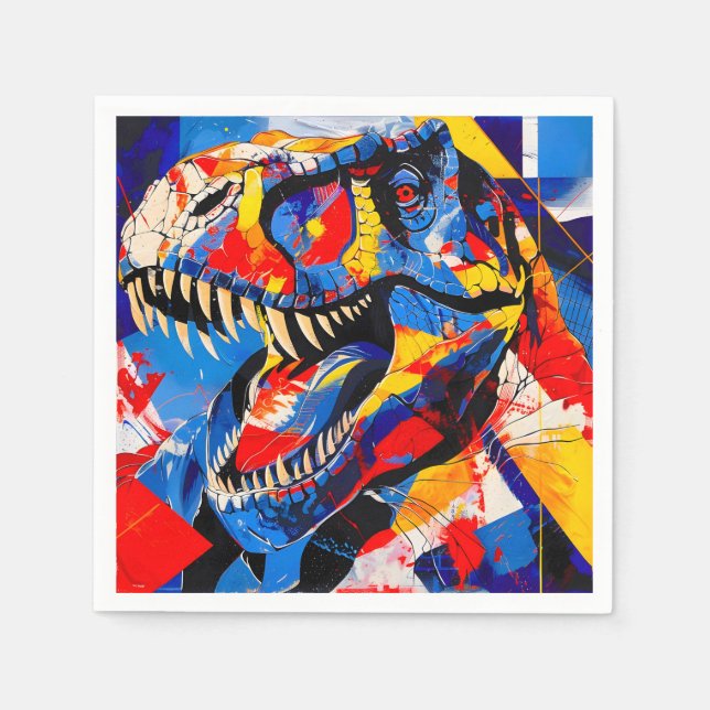 Wild Retro T-rex Dinosaur Fusion Serviette (Vorderseite)