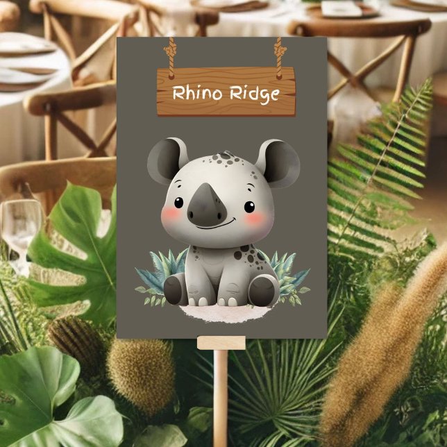 Wild Rhino Ridge Jungle Safari Tafelkarte Tischnummer (Von Creator hochgeladen)