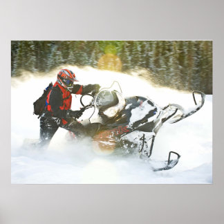 Wild Ride Snowmobile Print Poster