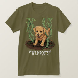 Wild Roots – Spooky Golden Retriever Garden Design T-Shirt