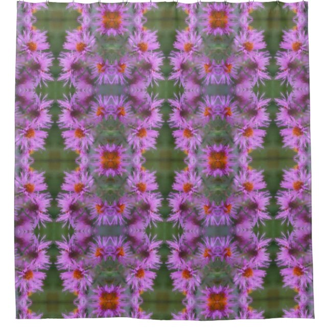 Wild rosa Asters Blume Art Duschvorhang (Vorderseite)