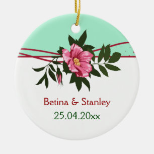 Wild-rosa-blühende Hochzeit Minze grüne Sake Keramik Ornament