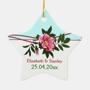 Wild-rosa-blühende Hochzeit Sake-Ornament Keramik Ornament