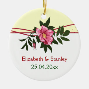 Wild-rosa-blühende Hochzeit Sake-Ornament Keramikornament