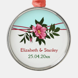 Wild-rosa-blühende Hochzeit Sake-Ornament Ornament Aus Metall