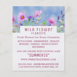 Wild rosa Floral, Floristrische Werbung Flyer