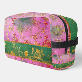 Wild rosa grüne Grunge Damask - Toilettenbeutel Waschbeutel