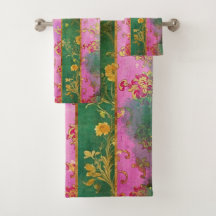 Wild rosa Grunge Damask - Badetuch Set