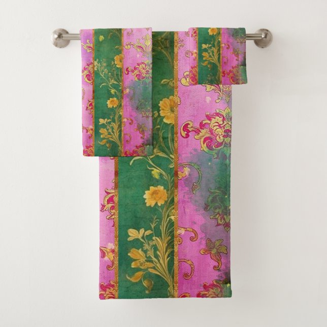 Wild rosa Grunge Damask - Badetuch Set (Insitu)