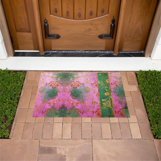 Wild rosa Grunge Damask - Doormat, Rug Fußmatte (Außenbereich)