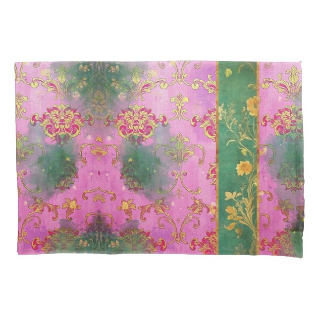 Wild rosa Grunge Damask - Pillowcase Kissenbezug (Vorderseite)