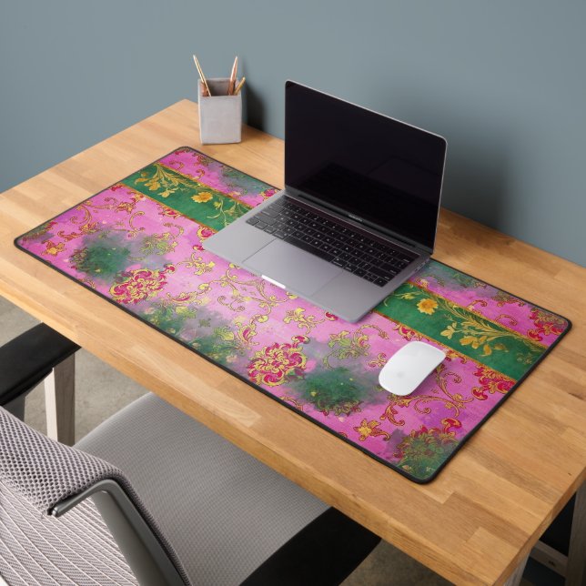 Wild rosa Grunge Damask - Schreibtischmatte (Büro 2)
