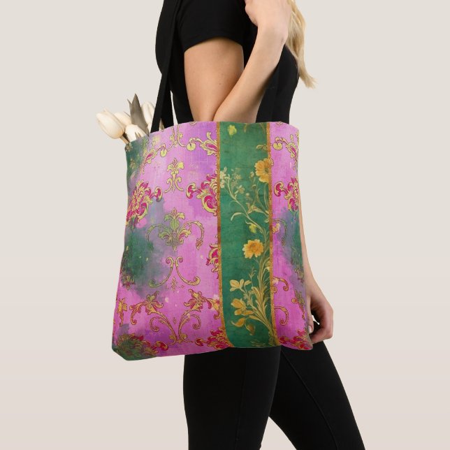 Wild rosa Grunge Damask - Tote Beutel (Von Nahem)