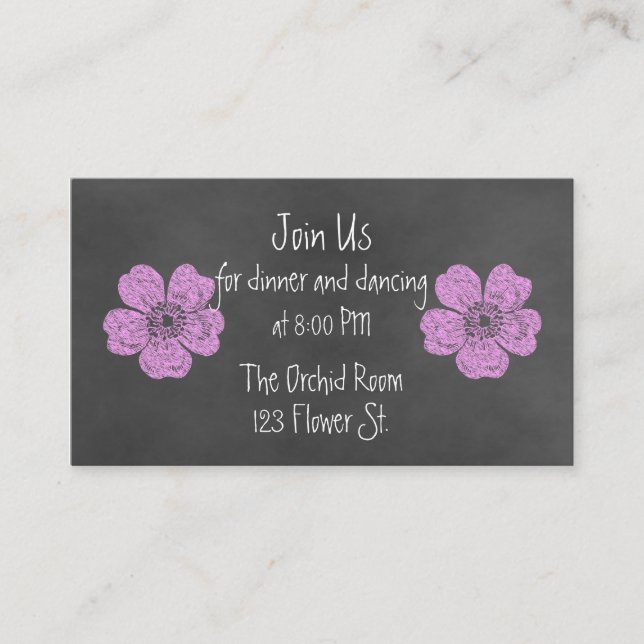 Wild rosa Roses Chalkboard Empfang Cards Begleitkarte (Vorderseite)