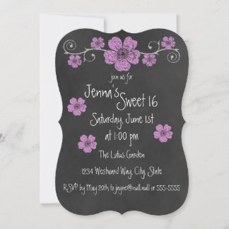 Wild rosa Roses Chalkboard Party Einladung