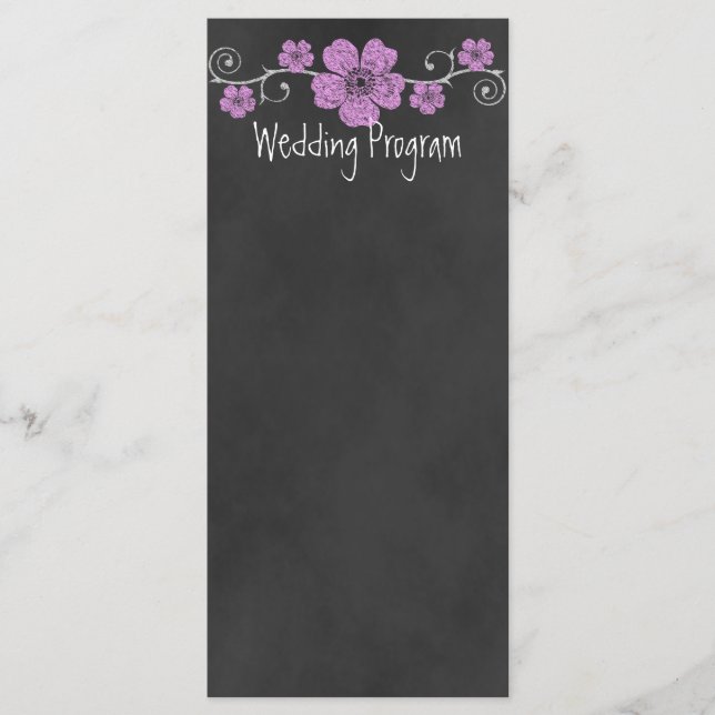 Wild rosa Roses Chalkboard Wedding Program Card Programm (Vorderseite)