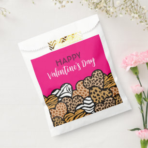 Wild-rosa-Tierdruckherz Valentinstag-Party Geschenktütchen