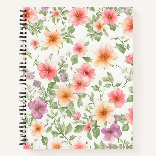 Wild Rose Aquarell Spiral Notebook Notizbuch (Vorderseite)