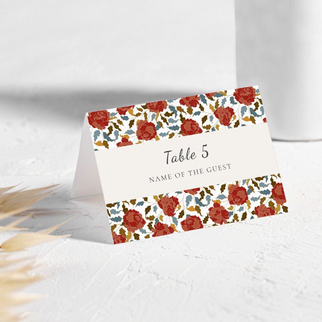 Wild Rose Floral Petals Garden Wedding Place Card Tischnummer (Von Creator hochgeladen)