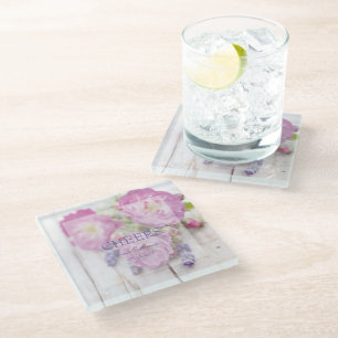 Wild Rose & Lavender Summer Wedding Cheers Glasuntersetzer