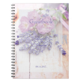 Wild Rose & Lavender Summer Wedding Gästebuch Notizblock