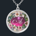 WILD-ROSE MIT PINK FUCHSIA GEM STONE VERSILBERTE KETTE<br><div class="desc">Elegantes, klassisches Blumendesign. Schöne pinkfarbene Rose mit einem leuchtenden Fuchsia Amethyst Edelstein .3D-Grafik und digitale Bearbeitung in Vintagem Stil von Bulgan Lumini (c) Leicht mit Ihren Initialen und eigenen Text als Hochzeitszeremonie Ankündigung, Platzkarten, rett-the-date .favors, danke Karten .baby duwers .Sweet 16 Geburtstage, Bat Mitzvah , Abschluss , Verlobung Duschen, Jubiläen,...</div>