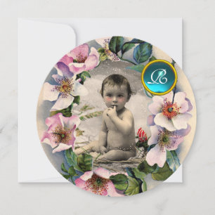 WILD-ROSE , STORK BOY BABY SHOWY FOTOVORLAGE EINLADUNG