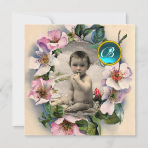 WILD-ROSE , STORK BOY BABY SHOWY FOTOVORLAGE EINLADUNG