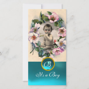 WILD ROSE UND AQUA BLAUE GEM MONOGRAM ANKÜNDIGUNG