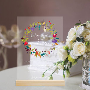 Wild Rose Woods Exotischer Blumengarten Hochzeit Acryleinladungen