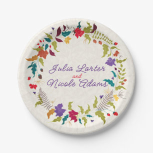 Wild Rose Woods Exotischer Blumengarten Hochzeit Pappteller
