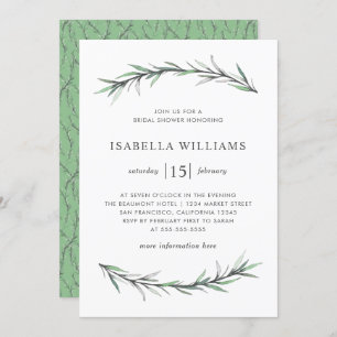 Wild Rosemary Botanical Bridal Dusche Einladung