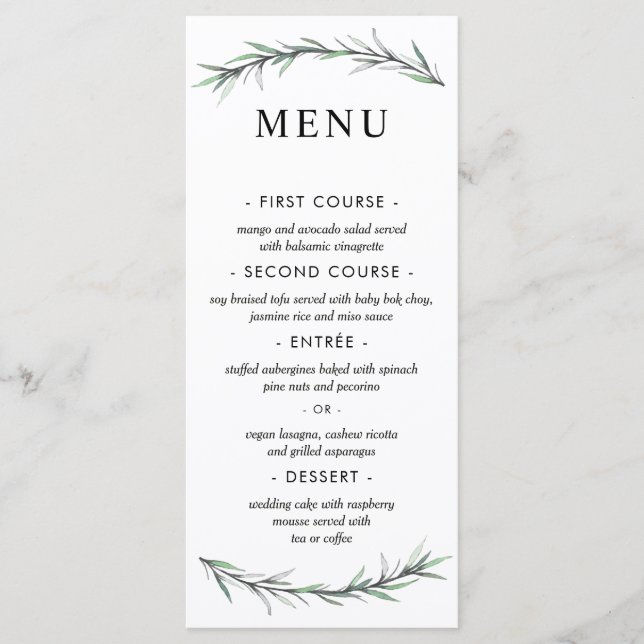 Wild Rosemary Botanical Wedding Menu Menükarte (Vorderseite)