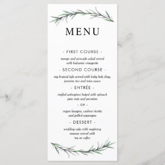 Wild Rosemary Botanical Wedding Menu Menükarte