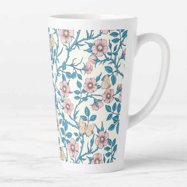 Wild roses and butterflies /pink/blue/off white milchtasse (Rechts)