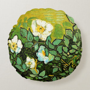 Wild Roses, popular painting by Vincent van Gogh Rundes Kissen