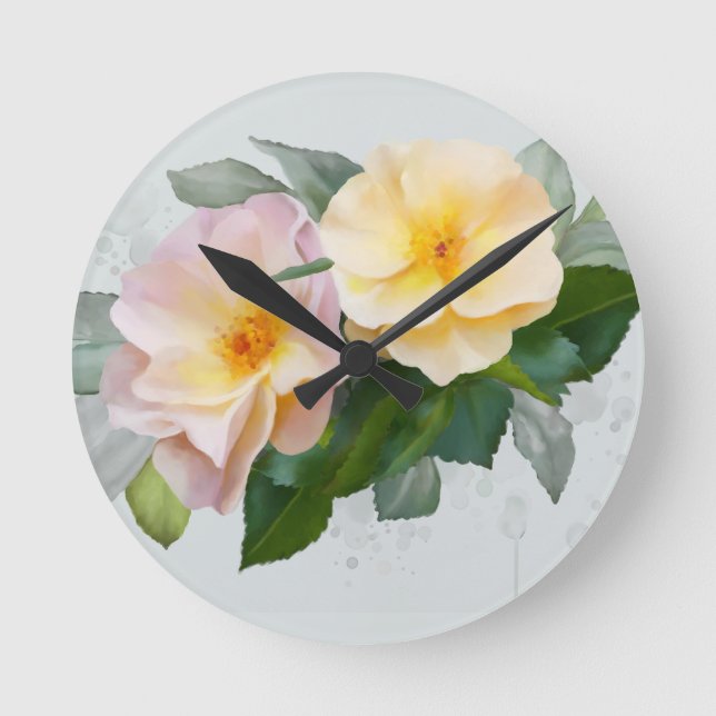 Wild roses runde wanduhr (Vorderseite)