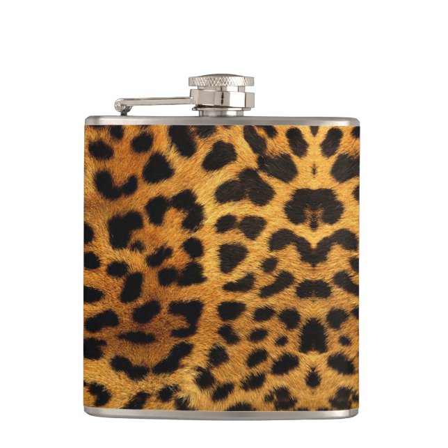 Wild Safari Animal Cheetah Girl Leopard Druck Flachmann (Vorderseite)