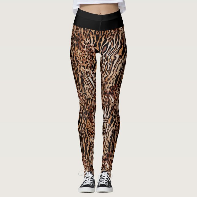 Wild Safari Animal Print Pattern Leggings (Vorderseite)