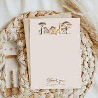 Wild Safari Animals Baby Dusche Danke Karte