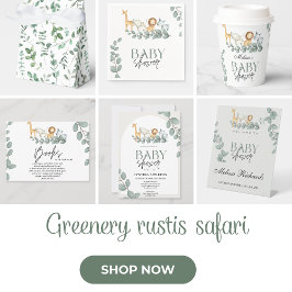 Wild Safari Animals Baby Dusche Jungle Grüne Einladung