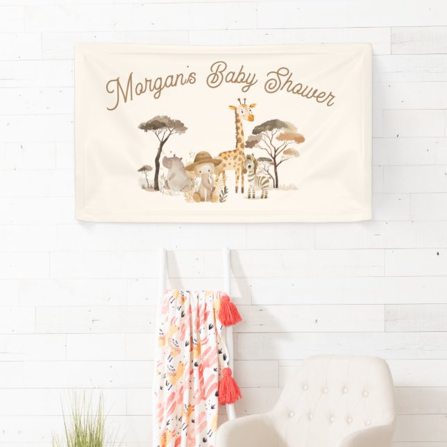 Wild Safari Animals Baby Shower Banner (Insitu)