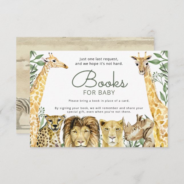 Wild Safari Animals Baby Shower Buy Request Einladung (Vorne/Hinten)