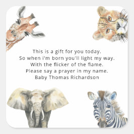 Wild Safari Animals - Gebetskandaletikett Quadratischer Aufkleber